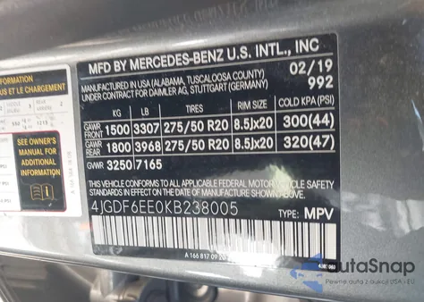 2019 Mercedes-Benz Gls 450 4Matic from USA, damaged, VIN 4JGDF6EE0KB238005
